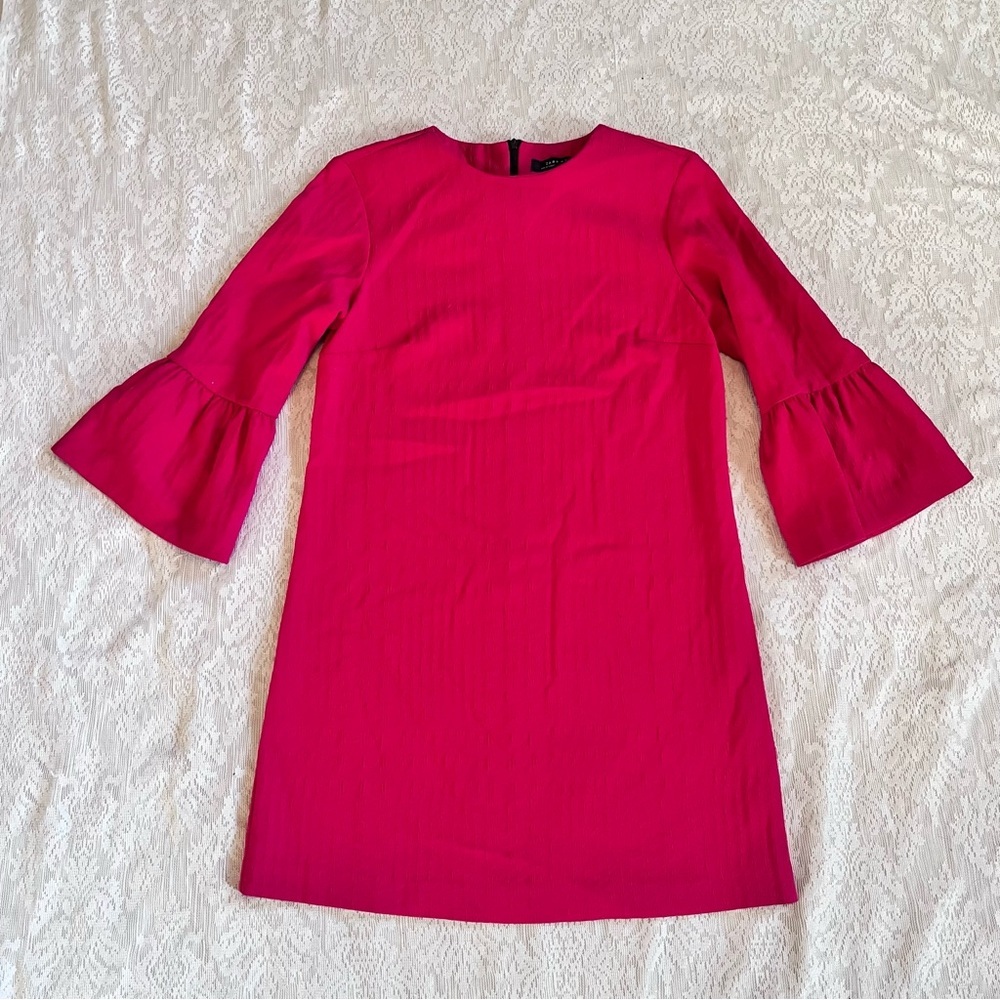 Zara woman textured bell sleeve fuchsia mini dress - Picture 2 of 10